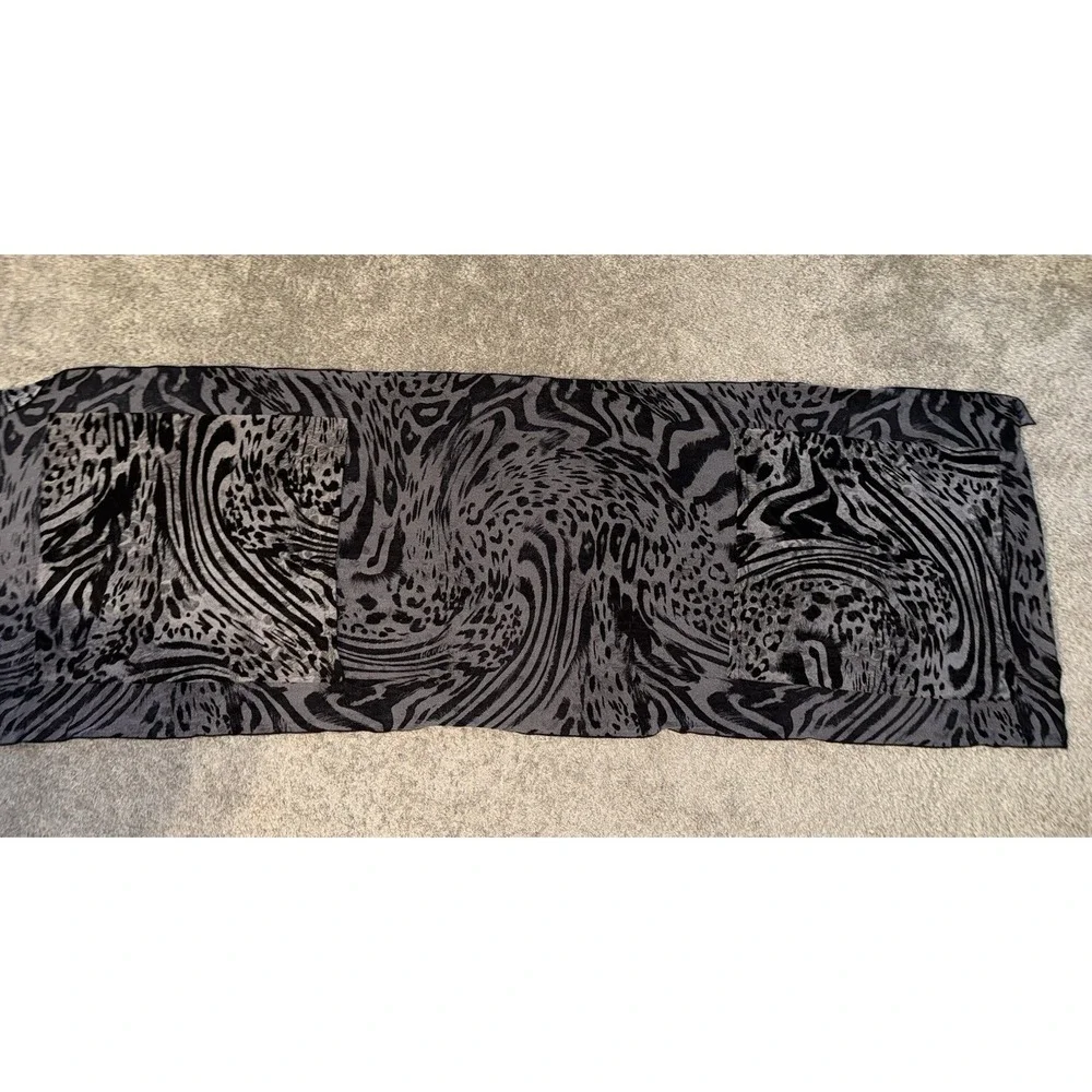 Gray & Black Tiger Leopard Zebra Print Pocket Scarf Wrap Infinity Travel Scarf